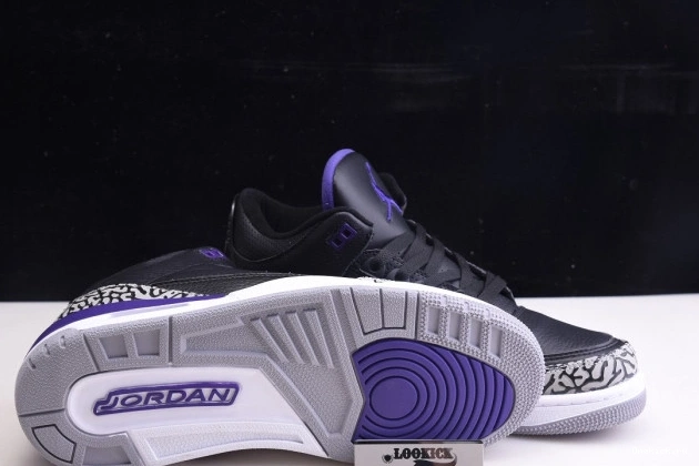 One Kick Black Purple Air Court 3 Jordan Retro CT8532-050 0808